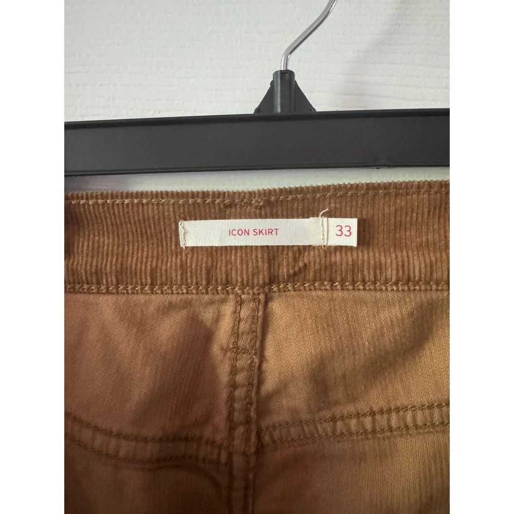 NWT Levi's Icon Skirt Women Size 33 Brown Corduroy Button Fly Mini A4694-0059 - Picture 8 of 12